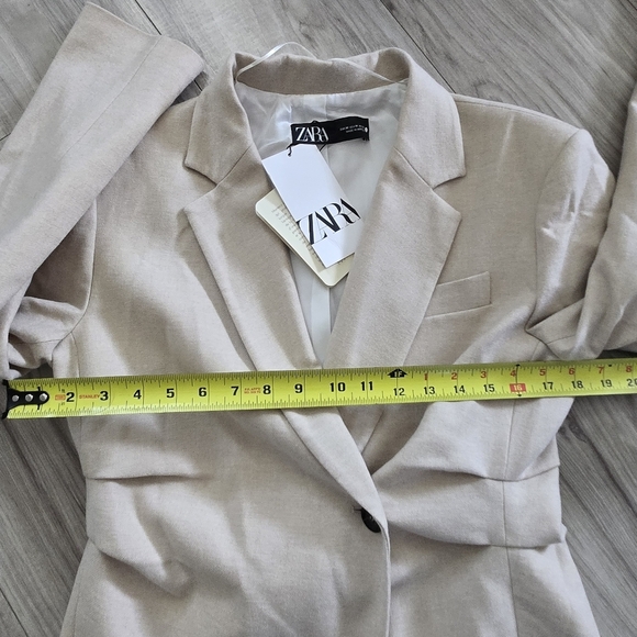 NWT Zara Women's Blazer Gathered Waist Jacket -Size M - Picture 5 of 8